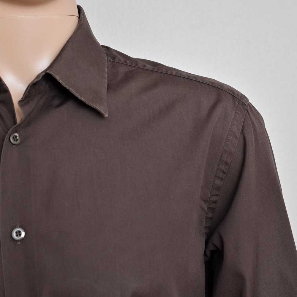 Men's Prada Brown Button Down Dress Shirt